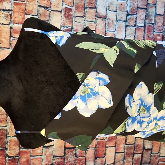 Banana Republic Navy Floral Hawaiian Strappy Dress Lined Asymmetrical 12 Tall - Picture 2 of 16